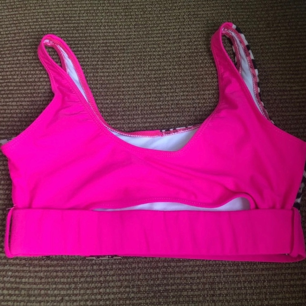 NWOT Hot Pink and Leopard Print Bikini Top - Picture 3 of 3